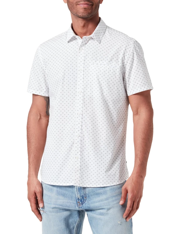 Teddy Smith Men's Cut Mc Dress Shirt, Middle White, M - Image 1