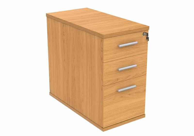 Office Hippo Essentials Heavy Duty Storage Pedestal Unit, File Cabinet Featuring 3 Lockable Drawers, Suitable For Commercial Office, Home And Classroom, Norwegian Beech, 80D x 40.4W x 73Hcm