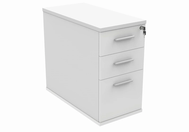 Office Hippo Essentials Heavy Duty Storage Pedestal Unit, File Cabinet Featuring 3 Lockable Drawers, Suitable For Commercial Office, Home And Classroom, Arctic White, 80D x 40.4W x 73Hcm.