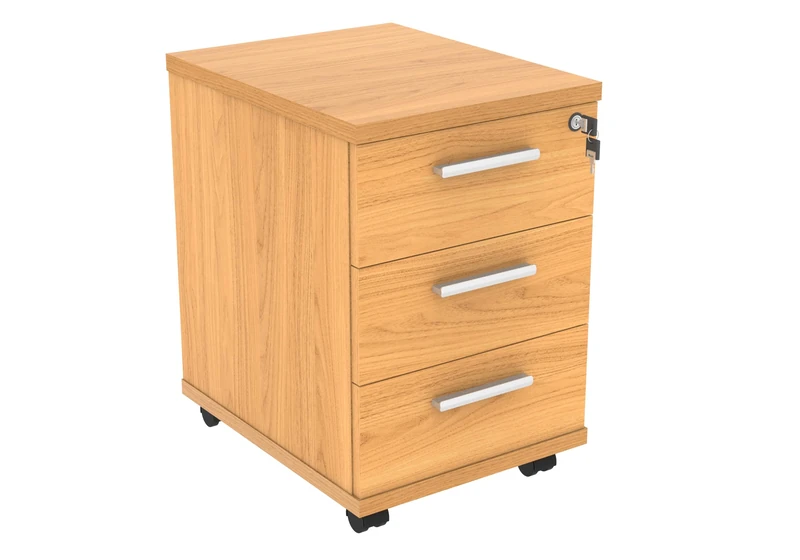 Office Hippo Essentials Heavy Duty Storage Unit, Mobile Storage Cabinet, Featuring 3 Lockable Drawers, Suitable For Commercial Office, Home And Classroom, Norwegian Beech, 50D x 40.4W x 59.5Hcm
