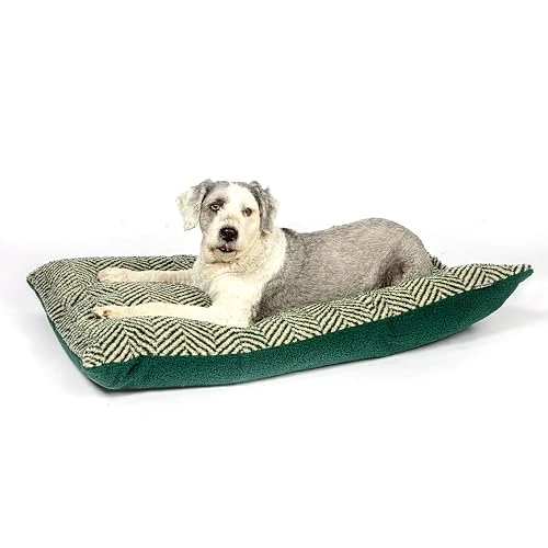 Danish Design Green Herringbone - Sherpa Fleece Deep Duvet Grey Dog Bed for Adult/Senior/Puppy Beds - Dog Duvet Large