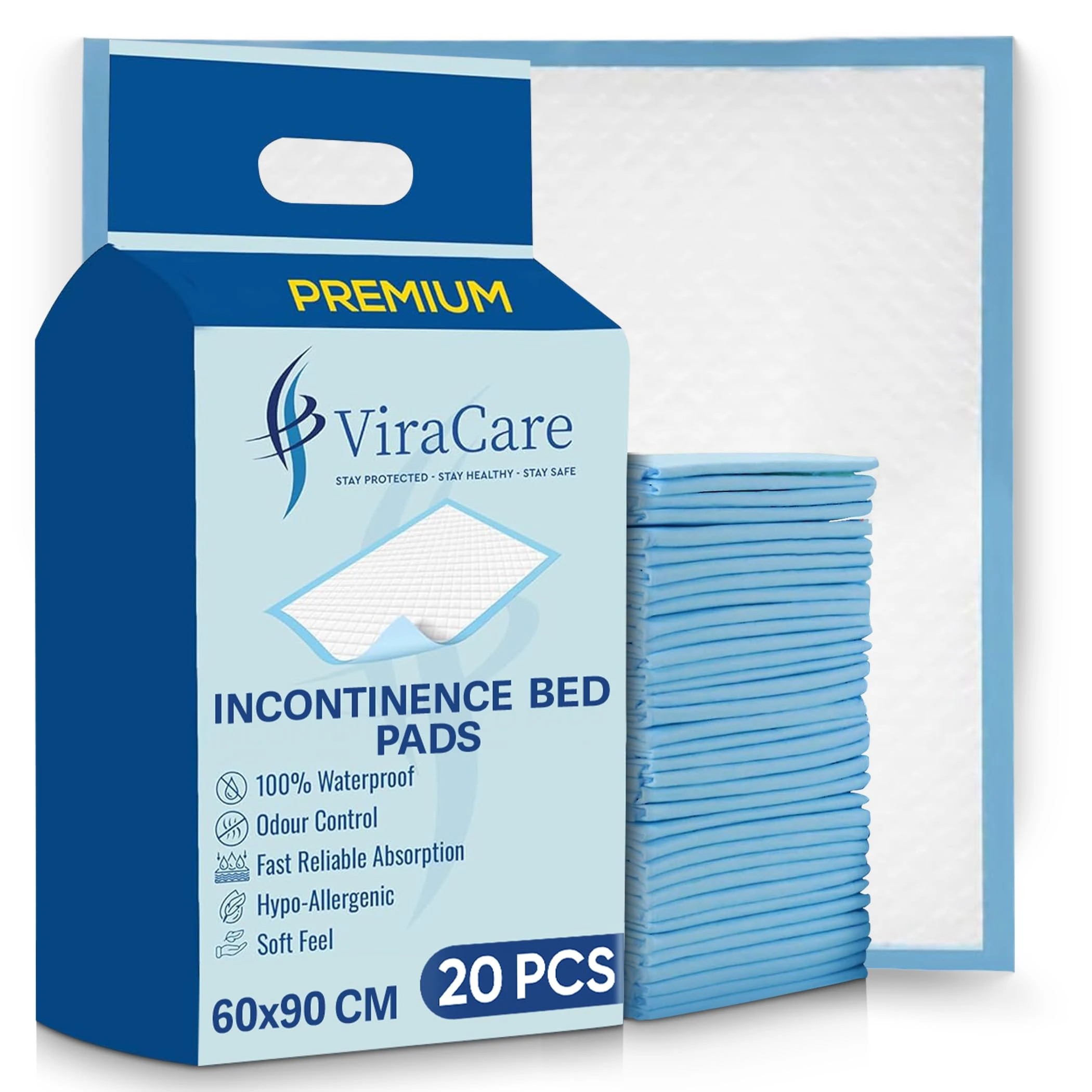 80 x Premium Incontinence Bed Pads 60x90 cm | Incontinence Bed Sheets | Provides Soft Feel | Disposable Bed Mats for Incontinence | Bed Protectors Kids | Maternity Bed Mats (4 Packs of 20)