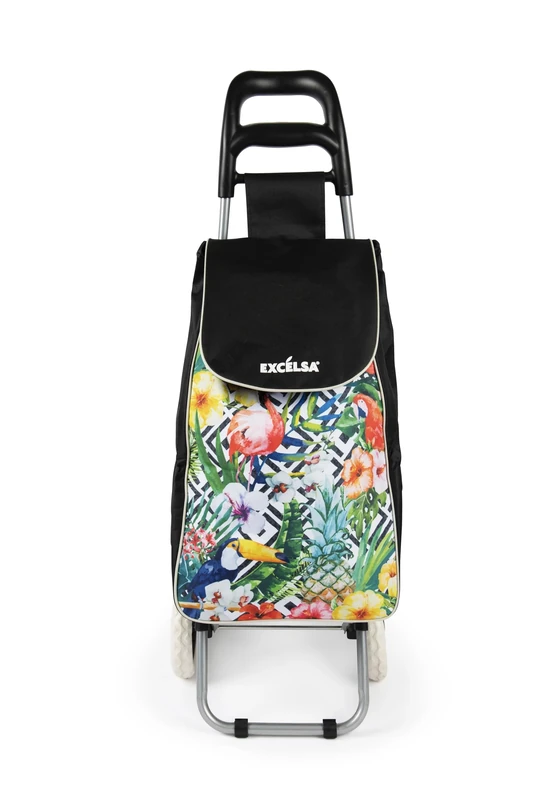 Excelsa Tropical Chic Shopping Cart, 38 L Capacity, Removable Bag, Water Repellent