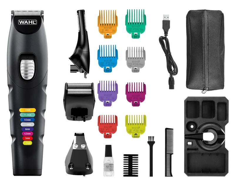 Wahl Color Trim Advanced Multigroomer, Innovative Colour Coded Guide Combs, 240 Minutes Operation Time, USB Charger, Ideal for Gym and Travel, Precision Ground Blades