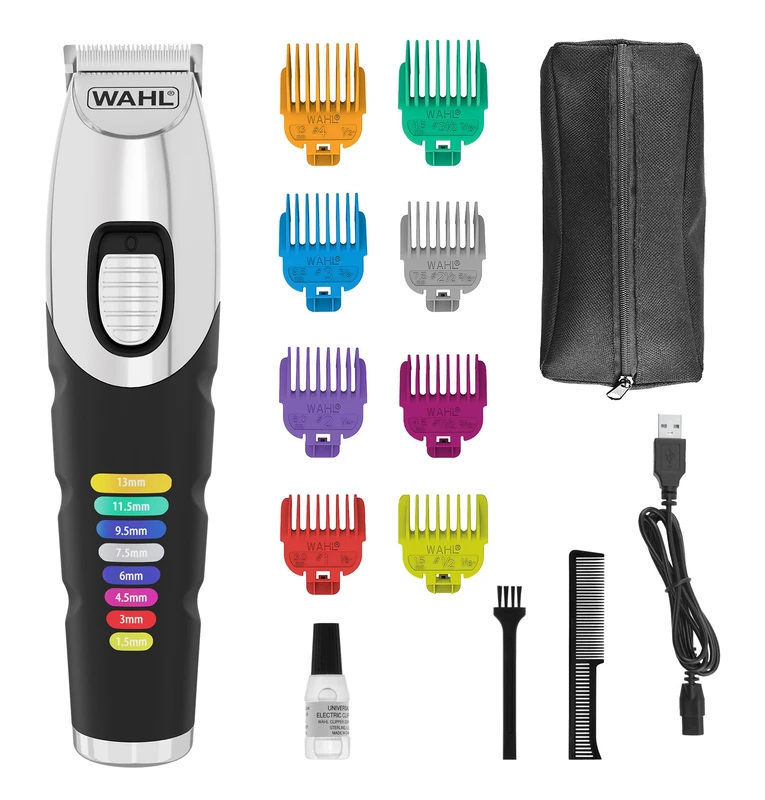 Wahl Colour Trim Beard Trimmer, Innovative Colour Coded Guide Combs, 240 Minutes Working Time, USB Charger, Ideal for Gym and Travel, Precision Ground Blades