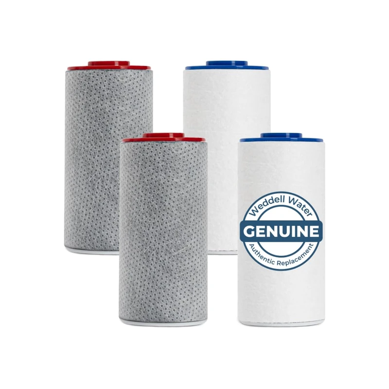 Weddell Duo Shower Filter Twin Pack Replacement Cartridges, 4 Replacement Cartridges Total to Reduce Chlorine, Fluoride, PFAS, and Heavy Metals - Image 1