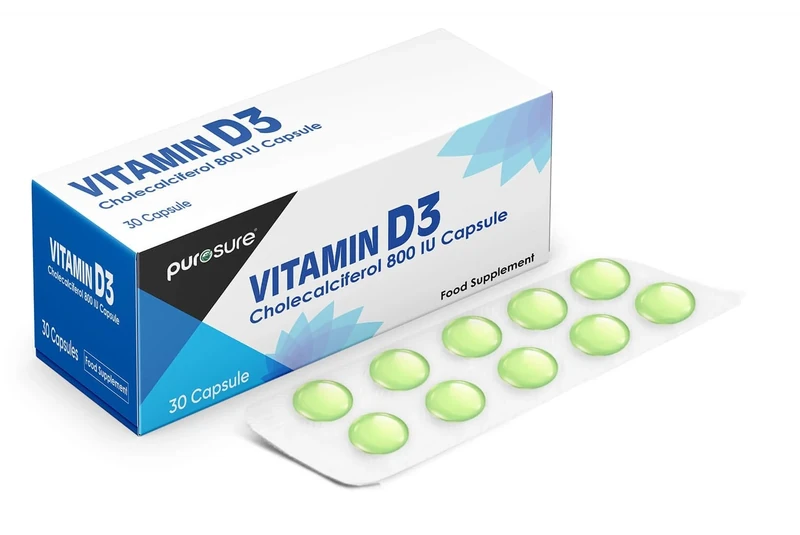 PuroSure Vitamin D3 800 IU Softgels - 180 Capsules, 6-Month Supply