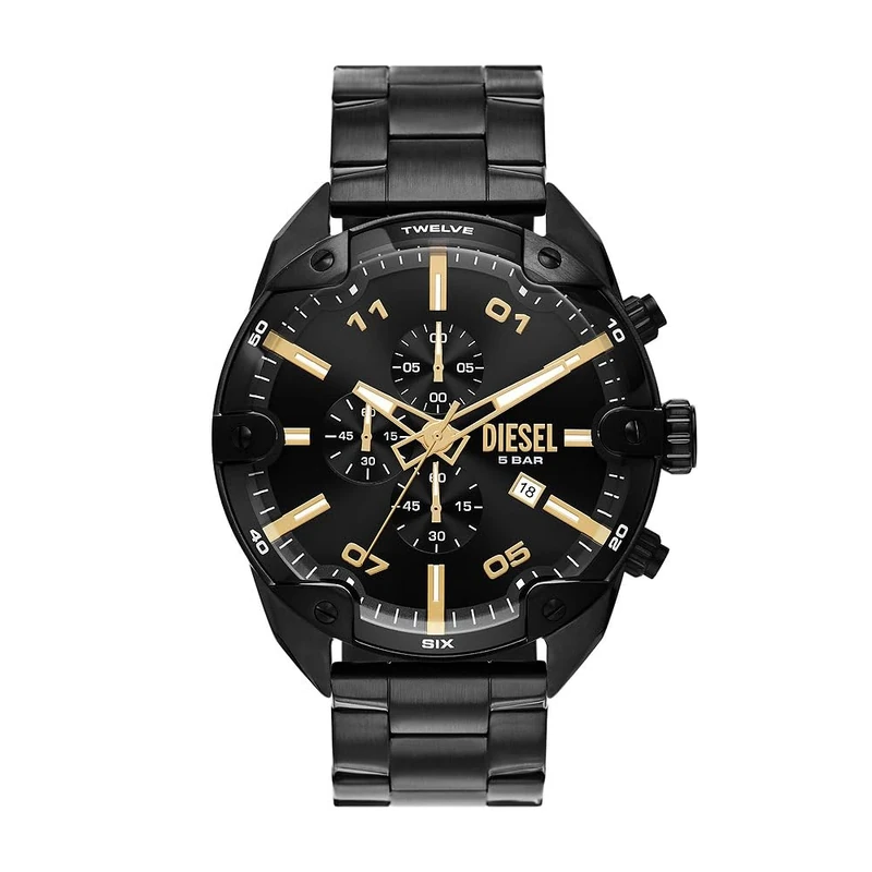 Diesel Spiked Watch for Men, Quartz Chronograph Movement with Stainless Steel Strap