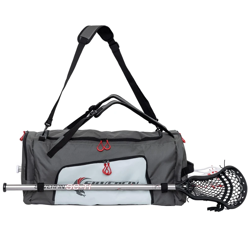 Silverfin Lacrosse Bag |With 2 Stick Holders & Multi Pockets for All of Your Lacrosse Equipment |Use as a Backpack or Duffel Bag| Lacrosse Gear Bag for Boys, Youth, Men With Adjustable Shoulder Straps - Image 1