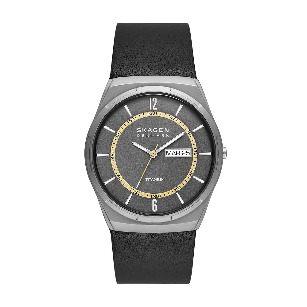 SKAGEN Melbye Titanium Watch for Men, Quartz Three Hand Movement with Stainless Steel or Leather Strap