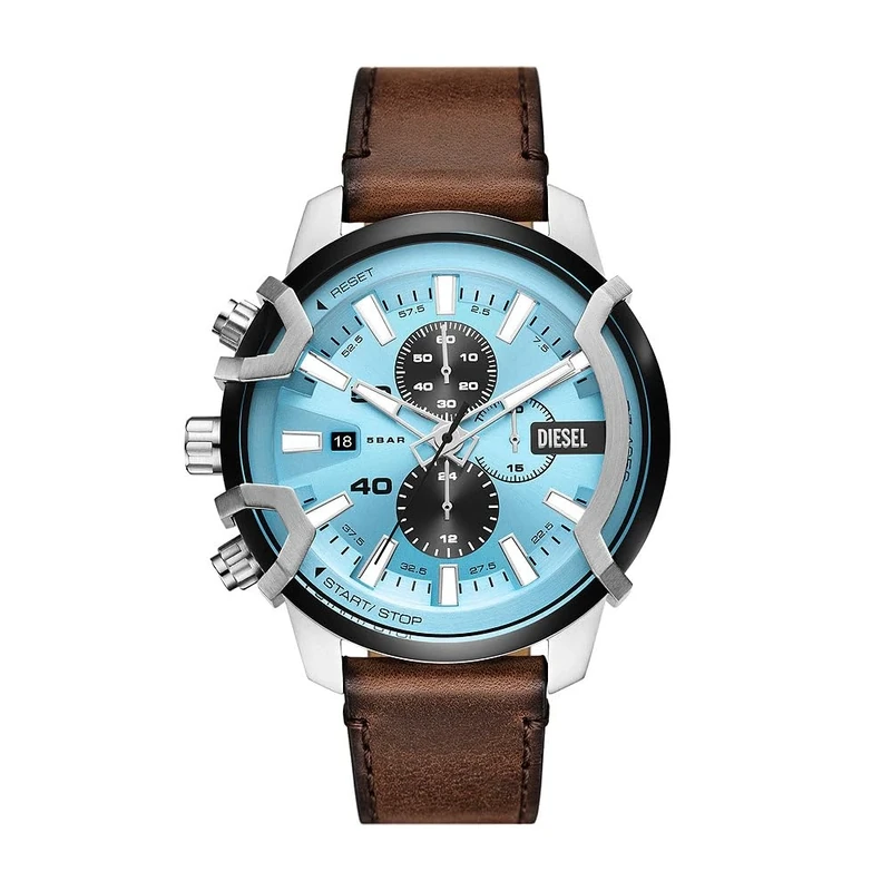 DIESEL Griffed Watch for Men, Quartz Chronograph Movement with Leather Strap