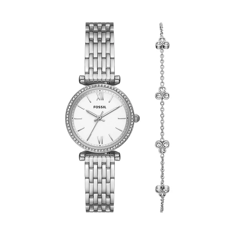 Fossil Carlie Watch for Women, Quartz Movement with Stainless steel or Leather Strap