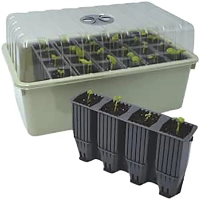 Garland 28 Cell Deep-Root Success Kit – 12 cm Deep Root Trainer Seed Tray & Ventilated Propagator Lid – Split-Cell Design for Beans, Sweet Peas, Vegetables & Cuttings, Recycled UK Plastic Set of 4