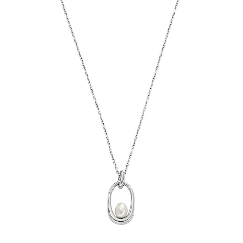 Skagen Women's Stainless Steel or Semi precious with lobster clasp closure Pearl Pendant necklace