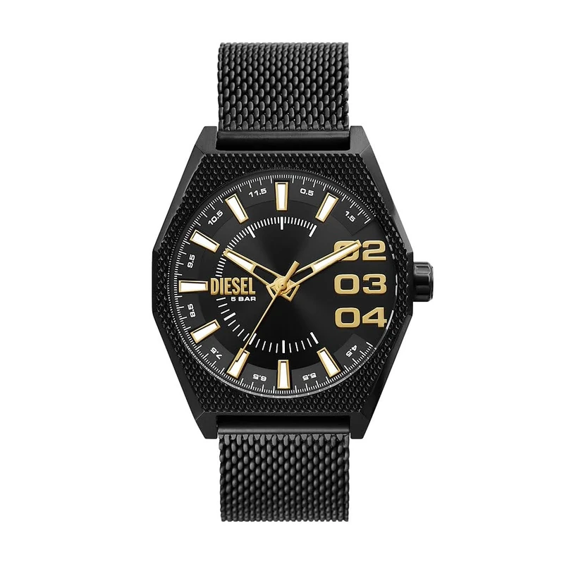 Diesel Scraper Watch for Men, Quartz Three Hand Date Movement with Stainless Steel or Leather Strap