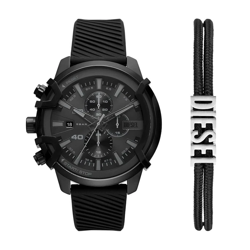 DIESEL Griffed Watch for Men, Quartz Chronograph Movement with Silicone Strap