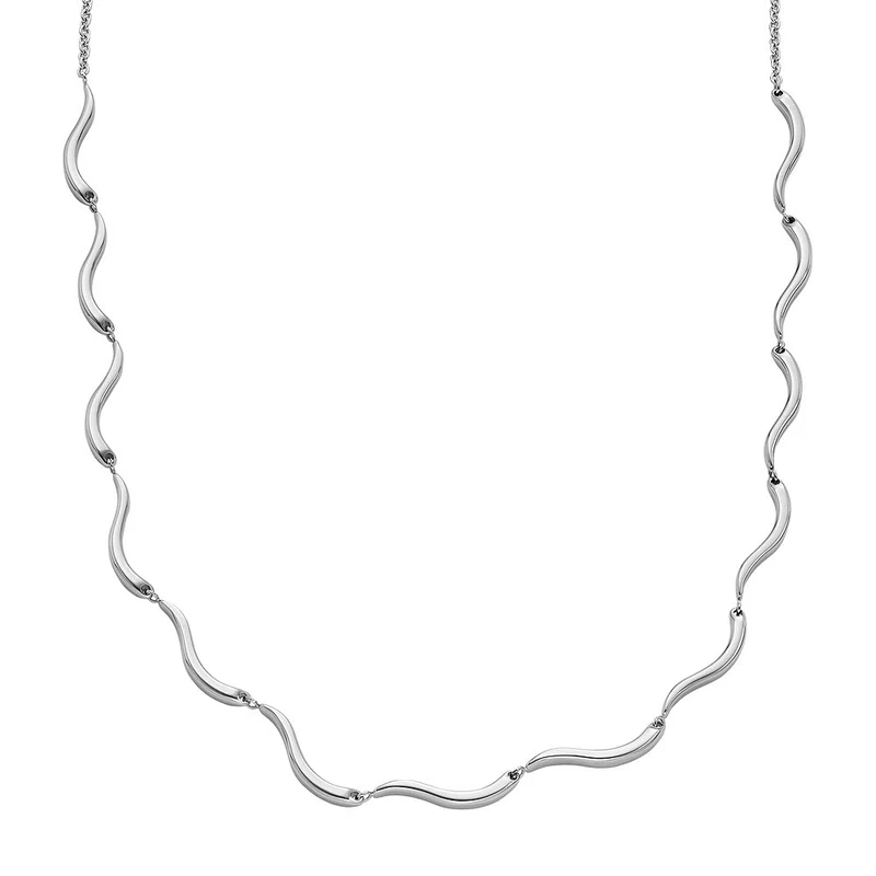 Skagen Women's Stainless Steel or Semi precious with lobster clasp necklace, Silver Tone