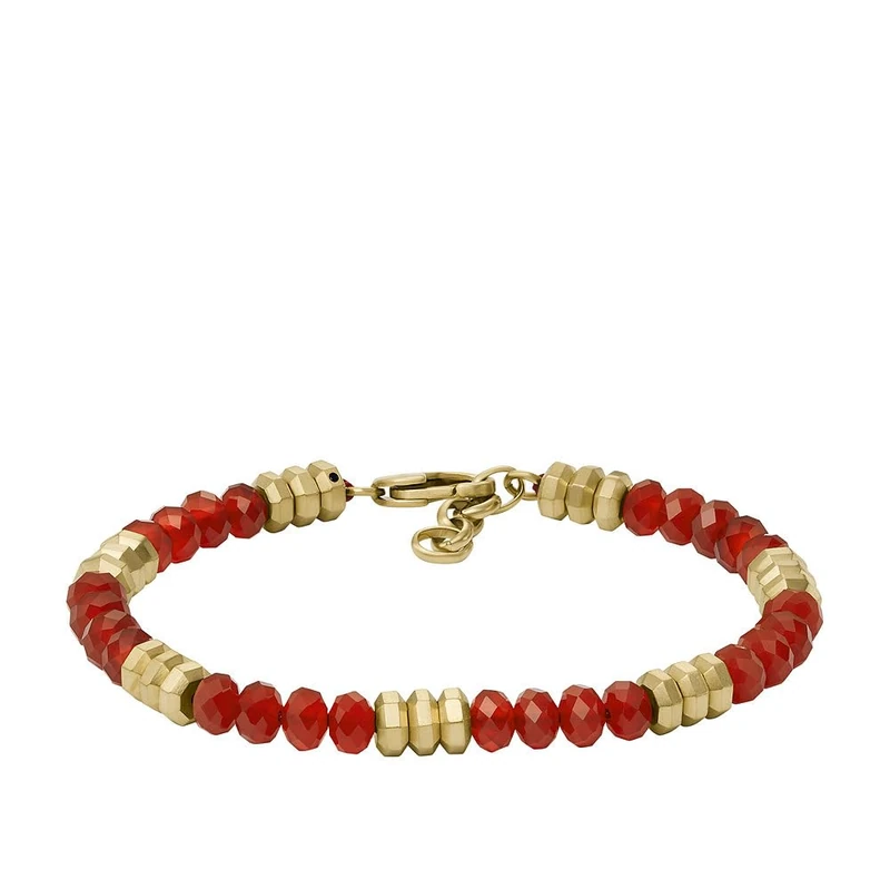 Fossil Men's All Stacked Up Red Agate Beaded Bracelet, JF04606710