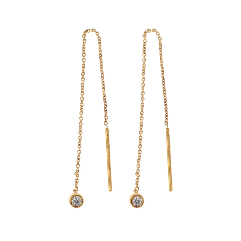 Skagen Women's Glitz and Gold-Tone Sterling Silver Threader Earrings, SKJS0037710