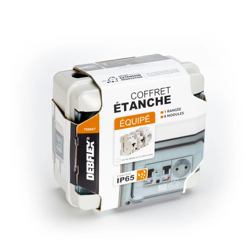 DEBFLEX - 706667 - Garden Box 1 1D / 1 DISJ - Equipped Boards - Modular Box - Pre-Equipped Exterior - Grey