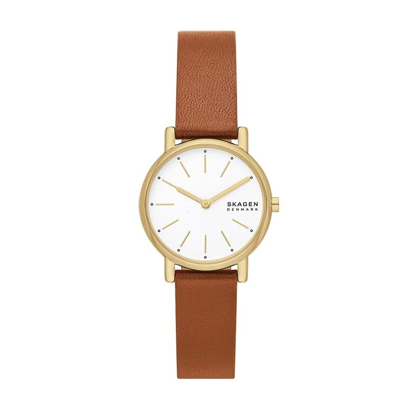SKAGEN Signatur Lille Watch for Women, Gold Tone Quartz Two Hand Movement with Stainless Steel or Leather Strap