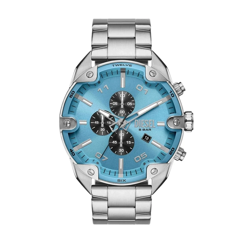 Diesel Spiked Watch for Men, Quartz Chronograph Movement with Stainless Steel Strap