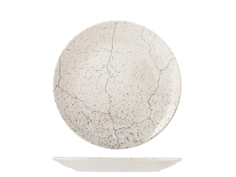 H&H Set of 6 Porcelain Stone Dinner Plates 27 cm - Image 1