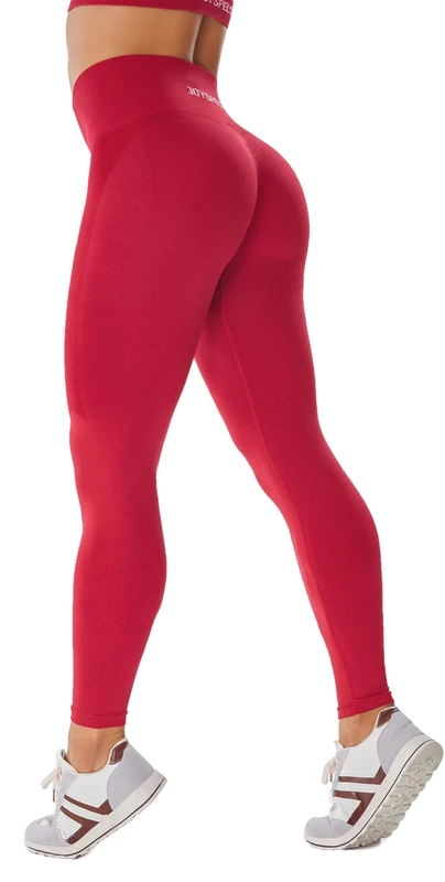 JOYSPELS Women's Butt Lift Leggings - Seamless Scrunch Bums Gym Leggings, High Waisted Yoga Running Sports Workout Leggings for Women - BarbadosCherry Red - S