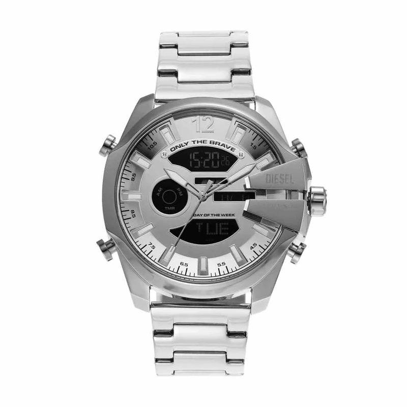Diesel Mega Chief Watch for Men, Ana-Digi Movement with Silicone, Stainless Steel or Leather Strap