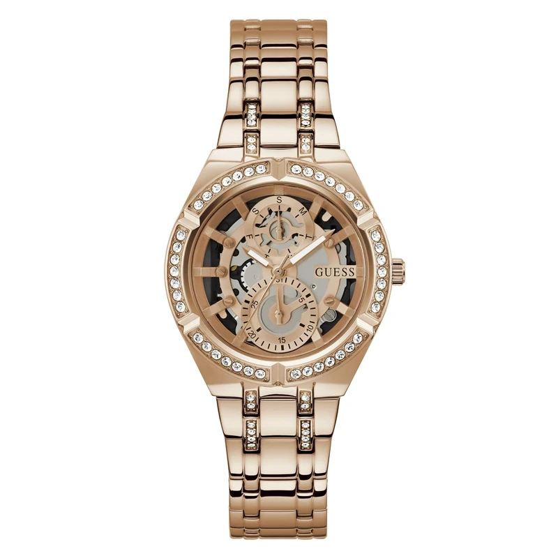 GUESS Women's Quartz Analog Watch with Stainless Steel Strap GW0604L3, Rose Gold, 36MM, Bracelet