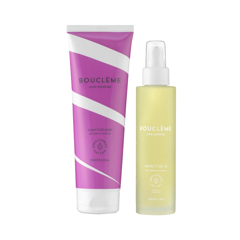 Bouclème - Super Hold Styler - Curl Enhancing Hair Styling Gel & Bouclème -Revive 5 Hair Oil - Weightless Antioxidant Multi-Use oil to Protect and Hydrate Hair
