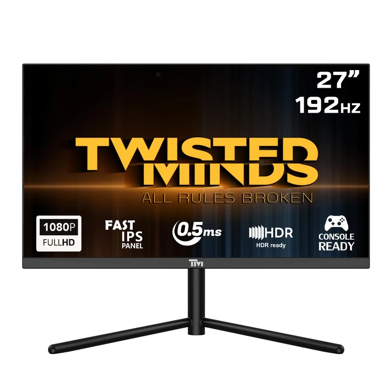 Twisted Minds 27 Inch Display Fast IPS Gaming Monitor - 1920 x 1080 FHD Resolution, 192 Hz Refresh Rate, 16:9 Aspect Ratio, 0.5ms Response Time - Black (TM27FHD192IPS)