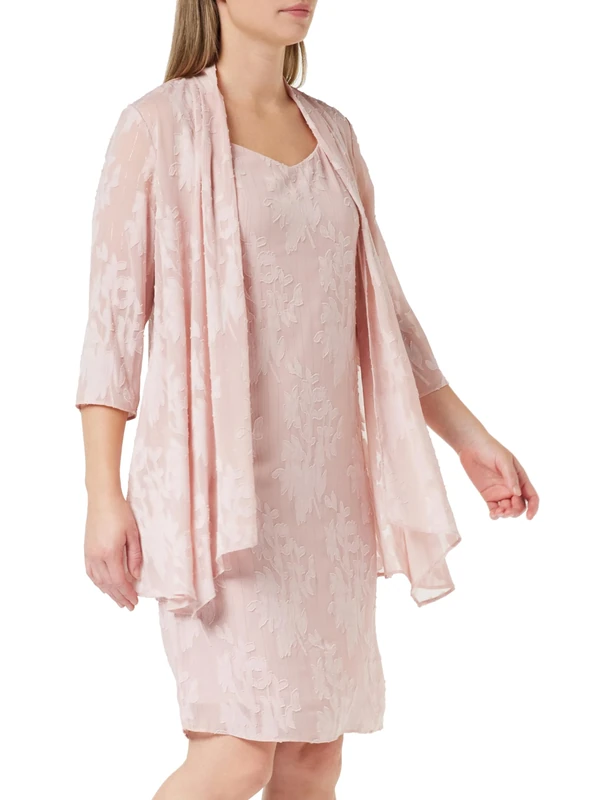 Gina Bacconi Chiffon Jacquard Dress & Jacket, Rose Pink, 10