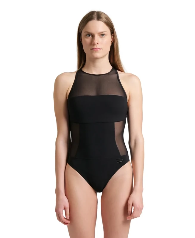 ARENA Women's Swimsuit Mesh Panels Black 36, Black, 10