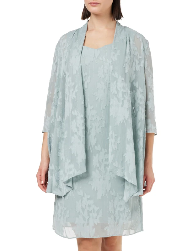 Gina Bacconi Chiffon Jacquard Dress & Jacket, Slate, 12
