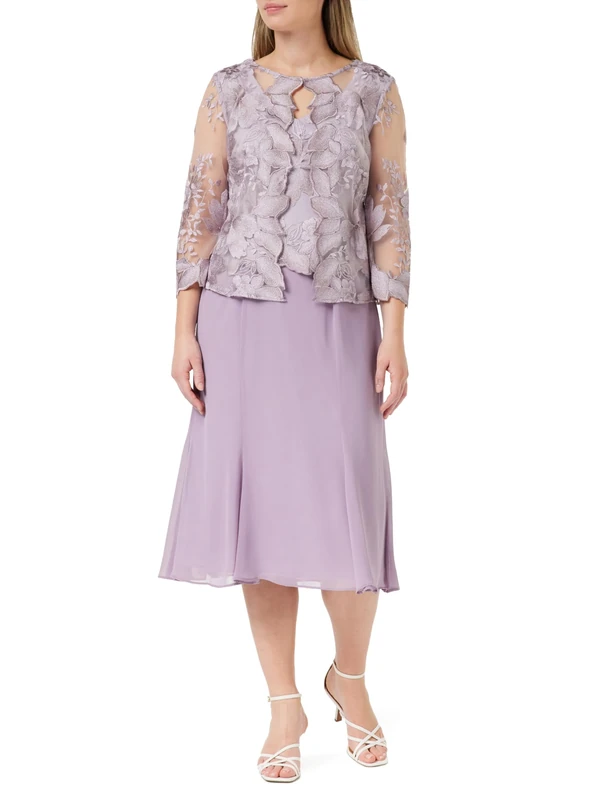 Gina Bacconi Midi Length Mock Jacket Dress, Orchid Mist, 10