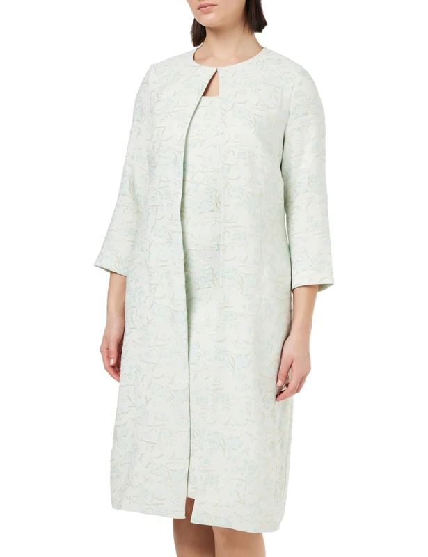 Gina Bacconi Jacquard Dress and Coat, Mint Green, 12