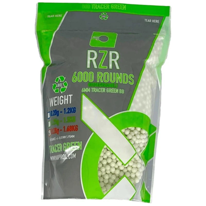 NUPROL RZR - Biodegradable Tracer Airsoft BBs - 0.28g (6000R), Green