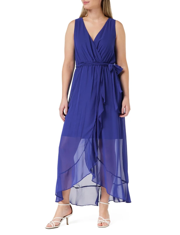 Gina Bacconi Sleevless Wrap Dress, Royal, 16