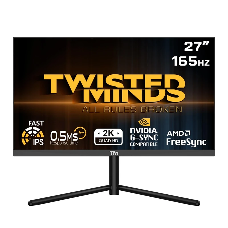 Twisted Minds 27 Inch Display Fast IPS Gaming Monitor - 2560 x 1440 QHD Resolution, 165 Hz Refresh Rate, 16:9 Aspect Ratio, 0.5ms Response Time - Black (TM27QHD165IPS)