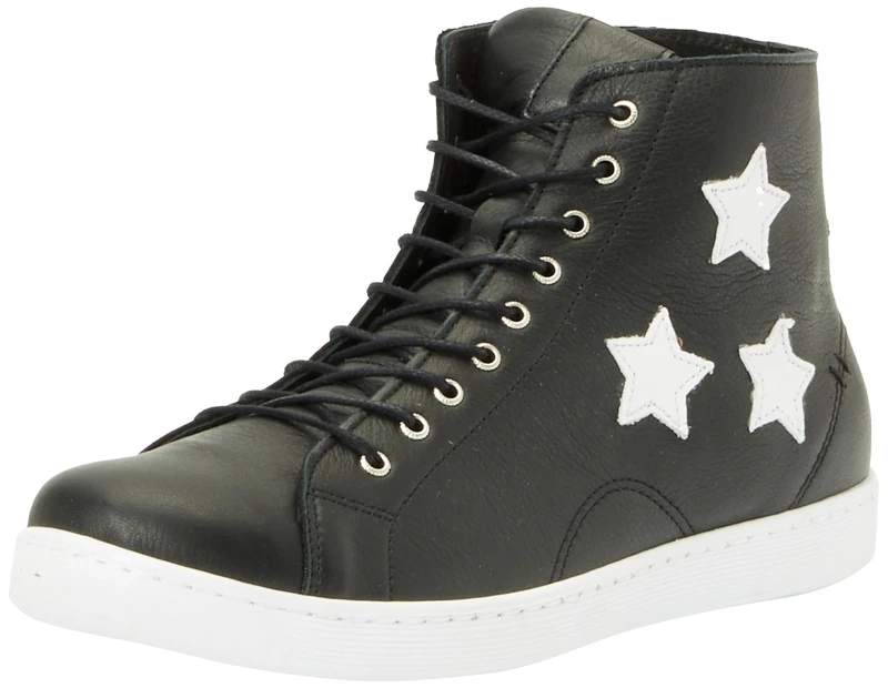 Andrea Conti Women's Lace-Up Trainers, Black White, 8.5 UK