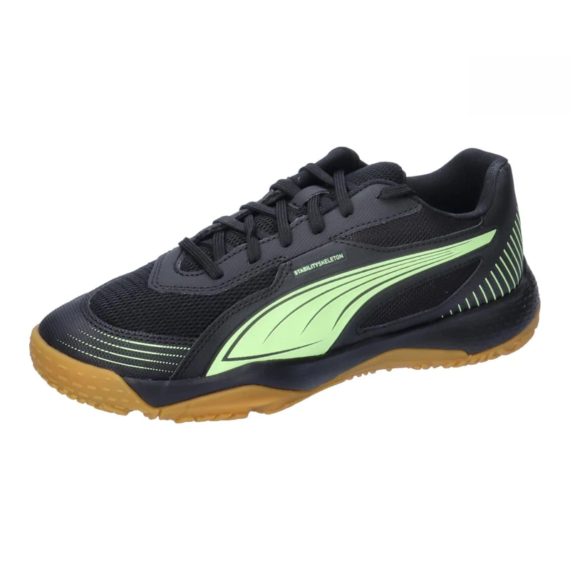 PUMA SOLARFLASH III JR Indoor Court Shoe, Black-Fizzy Apple, 3.5 UK