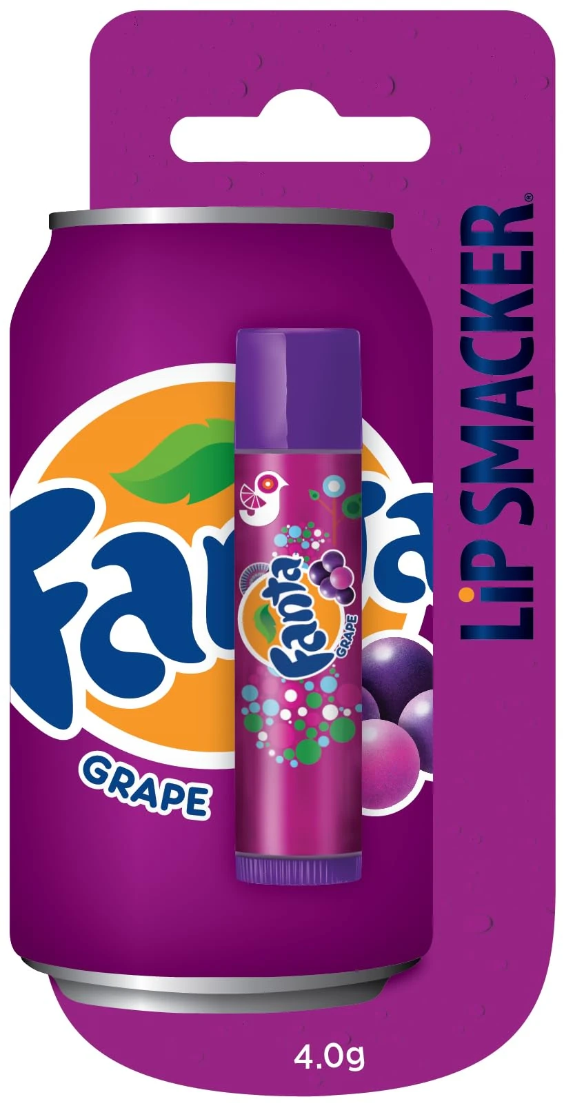 Lip Smacker Coca Cola Collection, Grape Fanta Flavoured Lip Balm Inspired by Coca-Cola, Moisturizing and Refreshing, Single Blister Pack