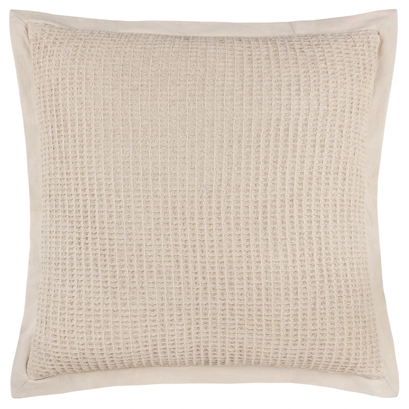 Yard Furn Canopy Waffle Weave Cushion – Feather Filled Soft Cotton Textured Waffle (Natural – 65x65cm)