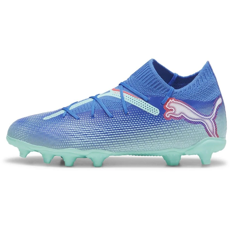 PUMA Unisex Youth Future 7 PRO FG/AG JR Soccer Shoe, BLUEMAZING-PUMA White-Electric Peppermint, 5 UK