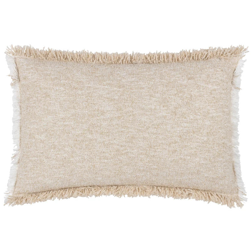 furn. Yard Doze Woven Cushion – Two-Tone Woven Reversible Design Fringed Trim Hidden Zip Feather Filled (Natural – 40 x 60 cm)