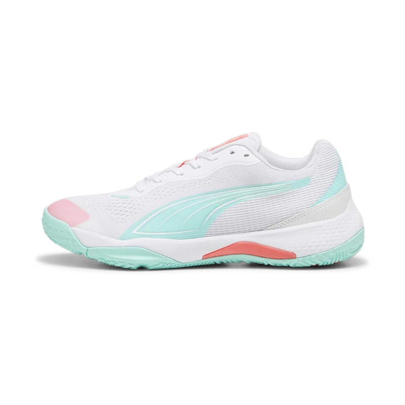 PUMA Unisex Adults SOLARSTRIKE III W+ Indoor Court Shoe, PUMA White-Electric Peppermint, 10.5 UK