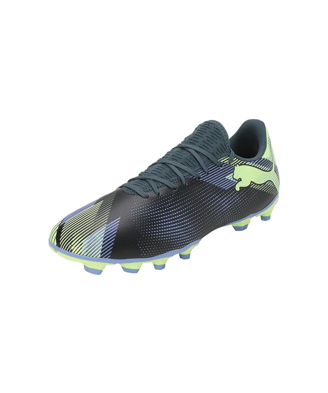PUMA Unisex Adults Future 7 Play FG/AG Soccer Shoe, Gray Skies-Elektro Purple-Fizzy Apple-PUMA White, 11.5 UK