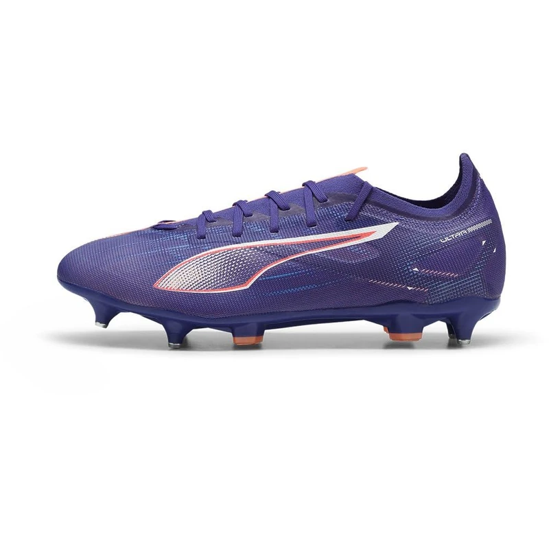 PUMA Unisex Ultra 5 Match Mixed Soft Ground Football Boots, Lapis Lazuli-PUMA White-Sunset Glow, 12 UK