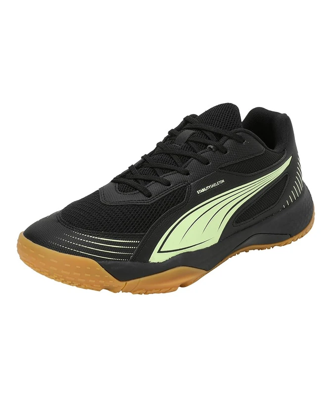 PUMA Unisex Adults SOLARFLASH III Indoor Court Shoe, PUMA Black-Fizzy Apple, 12 UK